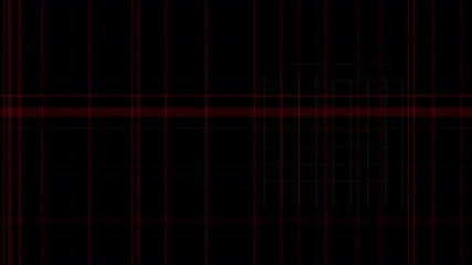 Wall Mural - Abstract Grid Animation: Red Lines, Yellow Dots on Black Background - Modern Tech Design