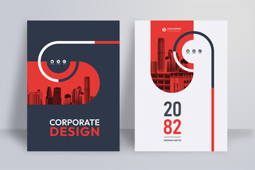 Wall Mural - Business Report Cover Template – Red Geometric Layout (A4)