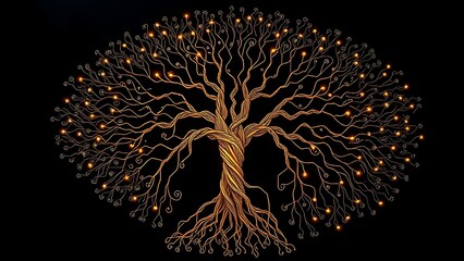 A classic tree of life diagram is unraveled and rewoven into a new, complex network of glowing light.