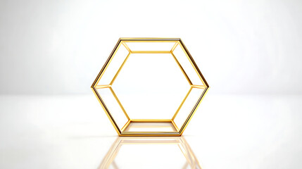 Hexagon shape in gold on white background
