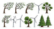 © Il - Collection of trees and wind turbines illustrating wind power and nature.
