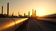 © A2Z AI  - Sunrise illuminates the industrial complex, casting a warm glow over the pipelines and distant towers, representing energy and industrial power.