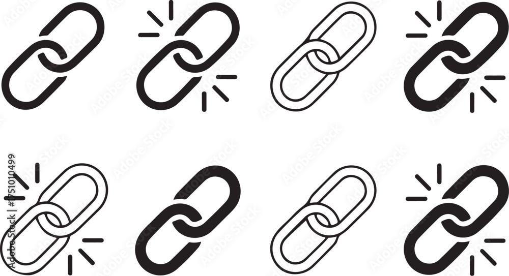 Unit Link Icon Link icons connect, secure, and unite concepts digitally Stock Vector ...