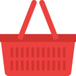 © pp - Red Shopping Basket Icon With Handles In Front Of A Transparent Background And Vertical Lines On The Side For Groceries And Retail Purchases
