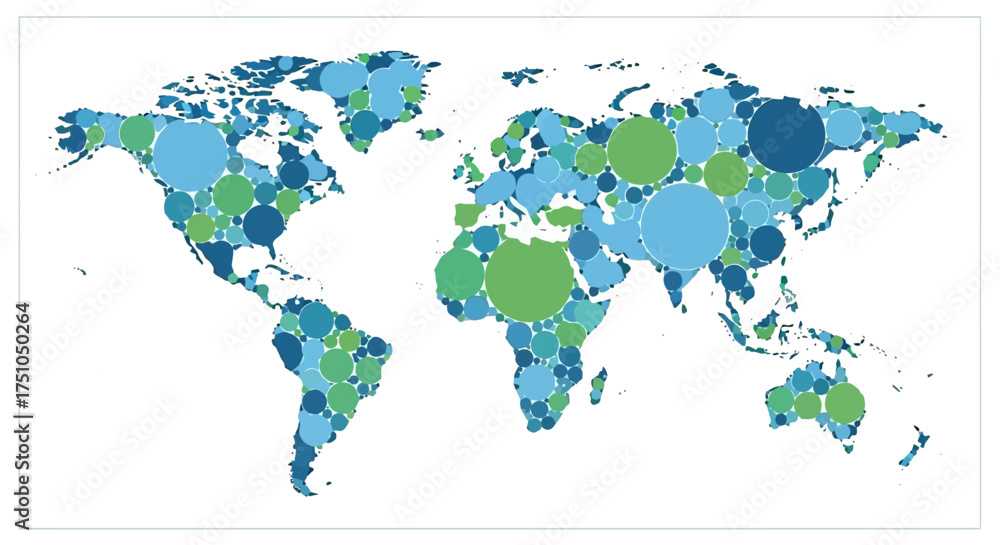World map visualization showing the distribution of data across ...