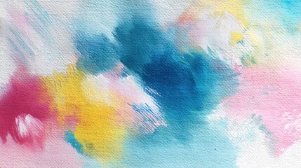 Wall Mural - Colorful Abstract Background with Soft Brush Strokes in Blue, Pink, Yellow, and White for Creative Designs and Artistic Projects