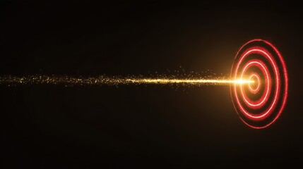 Wall Mural - Dynamic Glow of Converging Light Rays with Sparkling Particles in Abstract Circular Pattern on Dark Background
