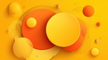 Wall Mural - Vibrant Composition of Geometric Shapes on a Bright Yellow Background with Varying Sizes and Colors for Abstract Design Concepts