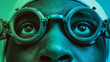 © Frank Gärtner - Person wearing scientific or optical measuring goggles in a medical or futuristic vision test, looking up