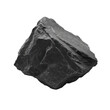 © Rahmat - Isolated, angular, dark gray stone against a black background, showing rough texture and shadows