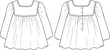 © Hey There - Baby girl dress flat sketch with frill details and back button closure – long sleeve kidswear technical fashion illustration