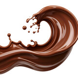 A photorealistic splash of rich, flowing brown liquid, rendered with highlights and intricate details