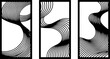 © SUFIA - 3 rectangular panels with abstract wave line laser cut pattern