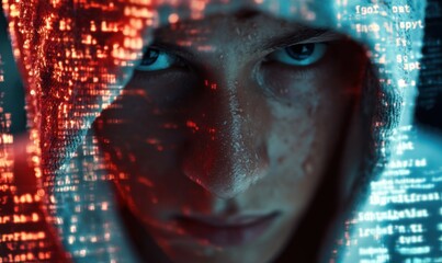 Mysterious Hacker in Digital World - Cyber Security Threat.
