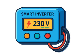 Smart inverter display showing 230 volts with colorful buttons smart inverter