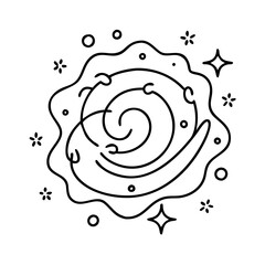 Wall Mural - Vector art of abstract swirling galaxy with stars and planets, a cosmic nebula illustration isolated on a, representing the vastness of space and the universe