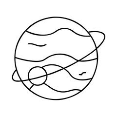Wall Mural - Vector art of stylized drawing of a planet with rings and abstract wavy lines, representing space, astronomy, or a celestial body