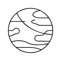 Wall Mural - Vector art of abstract line drawing of a planet or celestial body with curved lines representing continents or atmospheric patterns