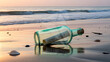 © Irfan - Message in a Bottle: A poignant scene unfolds as a weathered bottle, carrying a desperate plea, rests on the serene shore. The sun sets, and the tide's embrace adds a touch of mystery.