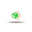 © wladimir1804 - Vector illustration of box package with circuit pattern. Symbol of web distribution. Icon of online procurement. Sign of delivery goods.