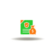 © wladimir1804 - Vector illustration of list document application with shield with check mark and money bag. Symbol of claim. Icon of filing financial claims.