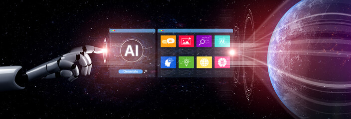 An advanced AI assistant demonstrates its own generative platform. The interface shows how this smart technology can create various forms of digital content and automate tasks. Fermion