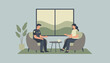 © Flat World Studio - Police officer and woman conversing in a modern room depicting community support or consultation
