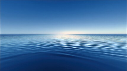 Wall Mural - Serene Horizon with Calm Waters and Clear Blue Sky Illustrating Tranquil Ocean Scenery and Peaceful Natural Beauty in Midday Light