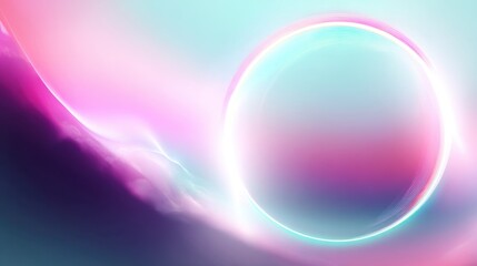 Wall Mural - Abstract digital art with smooth gradients and glowing circular shapes in vibrant hues of pink, blue, and soft white on a dreamy background