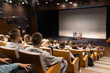 © kasto - Interview and round table discussion at business convention and presentation. Audience at the conference hall. Business and entrepreneurship symposium.