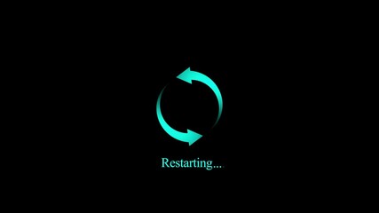 System Restarting Process Update Loading Cycle Refresh Reboot Button Animation. Modern Technology Restart Process on black background Concept.