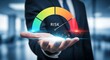 © Drago Designer - Businessman holding a risk meter showing a high level of danger and uncertainty