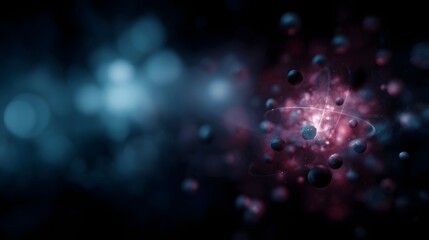 Wall Mural - Abstract atomic particle visualization with glowing core and orbits