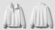 © LightFrame Studio - White quarter zip sweatshirt, front and back view, isolated on white background