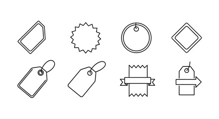 Set of price tag icons isolated on white background, vector line illustration