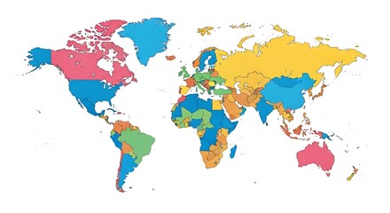  Colorful Map of the World Showing Countries and Continents for Geography Studies
