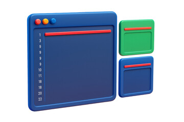 Abstract colorful coding interface with three stylized UI windows, isolated in clean layout on white background, concept of web development. Ai generative