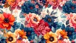 © Vani - Vivid, colorful floral pattern of many blooms and leaves