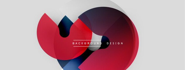 Poster - Abstract shapes overlap, creating dynamic composition. Red, blue, gray tones blend seamlessly. Modern design element for backgrounds.