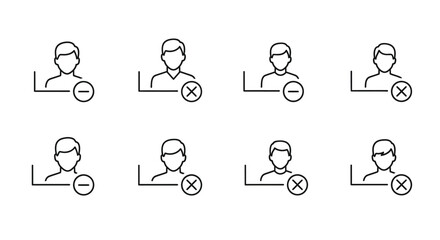 Collection of hand drawn user profile icons with close buttons simple sketch style vector