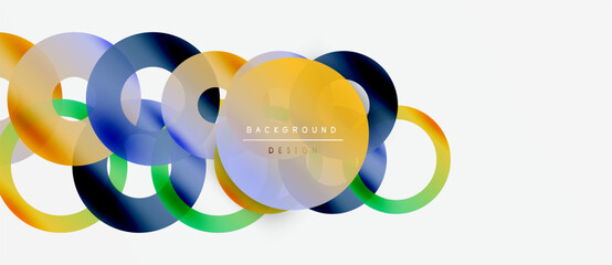 Poster - Abstract colorful overlapping circles create dynamic background. Modern design elements suggest fluidity, energy, innovation.