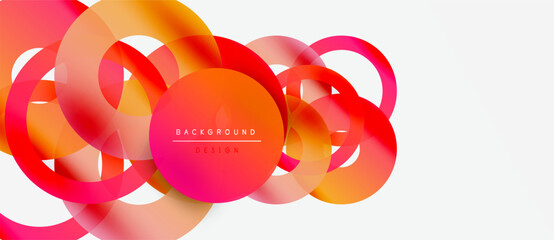 Wall Mural - Abstract design features overlapping colorful circles. Gradient shades create dynamic visual effect. Minimalist style, modern aesthetic.