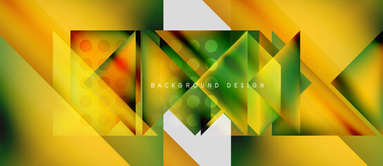 Wall Mural - Abstract geometric pattern. Yellow, green hues dominate design. Modern, dynamic composition with gradients, shapes. Minimalist style.