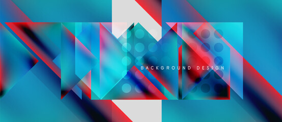 Wall Mural - Abstract geometric design. Blue, red gradients create dynamic composition. Modern style, suitable for backgrounds, presentations.