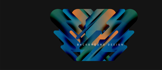 Wall Mural - Abstract geometric design. Blue, orange hues create dynamic visual effect. Modern background suitable for digital projects.