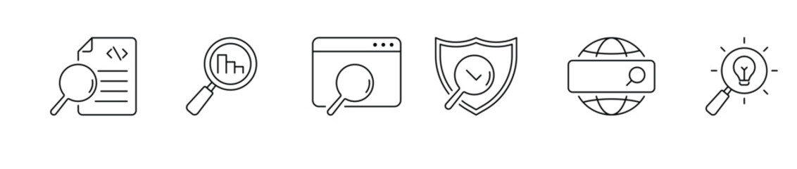 set of search lined icon collection web search engine