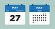 © Neo GT - May 27 2026 (Wednesday) Calendar Vector Illustration. Day calendar page with date May 27. Week Starts on Sunday. Checklist day calendar. Modern Flat Calendar template icon.