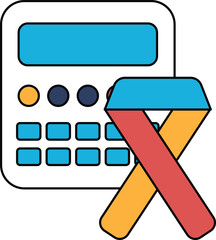 Wall Mural - A calculator and ribbon are shown on a white background