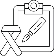 Canvas Print - A clipboard with a pen on it and a ribbon on the left side