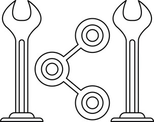 Canvas Print - A black and white drawing of a wrench